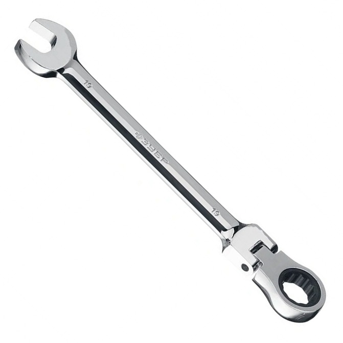 Комбинированный гаечный ключ трещоточный шарнирный 19 мм, ЗУБР ZU-27101-19 - фото